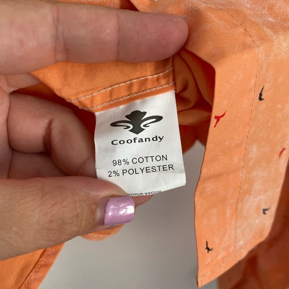 Coofandy Fresh Designer • Orange Casual Print Buttoned Down Longsleeve Shirt - Picture 7 of 14